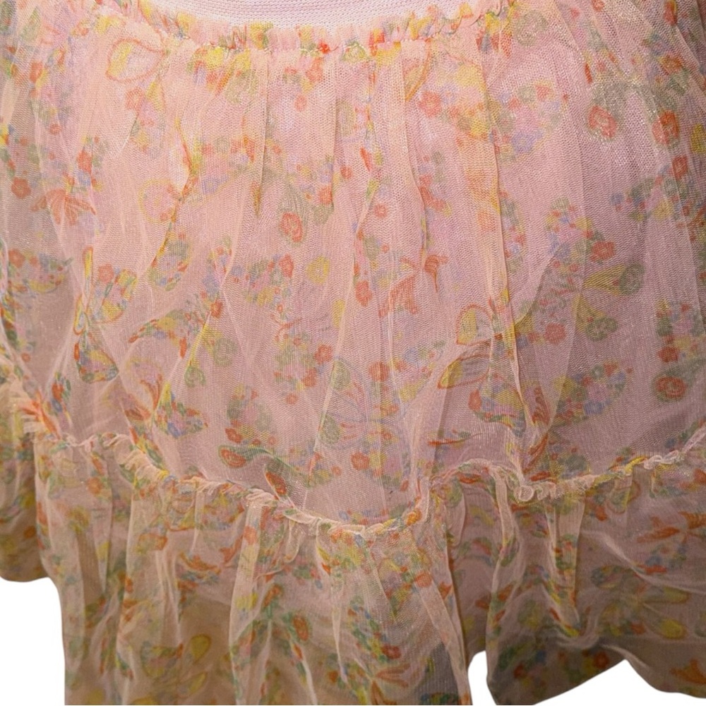 Mini Boden Pink Butterfly Tulle Skirt Girls 8-9Y 134 Floral Layered - Picture 2 of 8